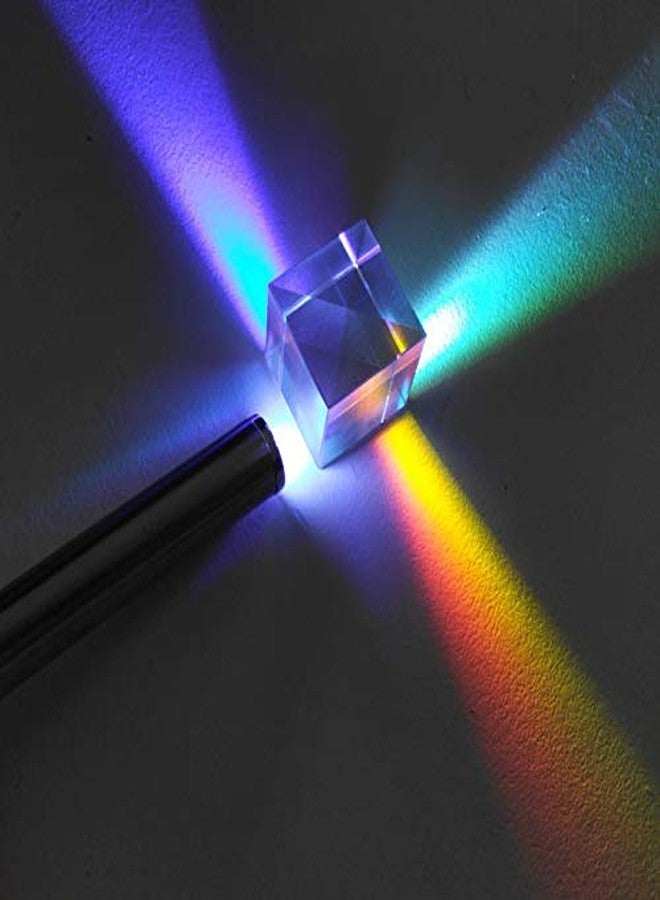 StayMax موشور StayMax ثنائي اللون على شكل مكعب X، موشور تشتيت RGB للفيزياء والديكور مع صندوق تخزين (أسود)، للأطفال - Image 4
